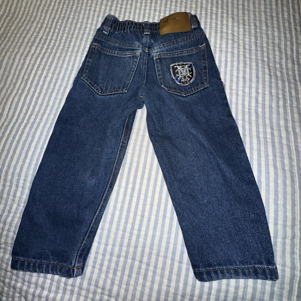 Mecca DNA Boys Dark Wash Denim Jeans‎ Size 2T Embroidered Logo Streetwear